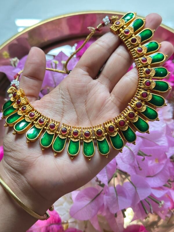 Premium Palakka Necklace with Jumka
