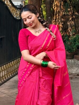 Checked Arani Cotton saree
