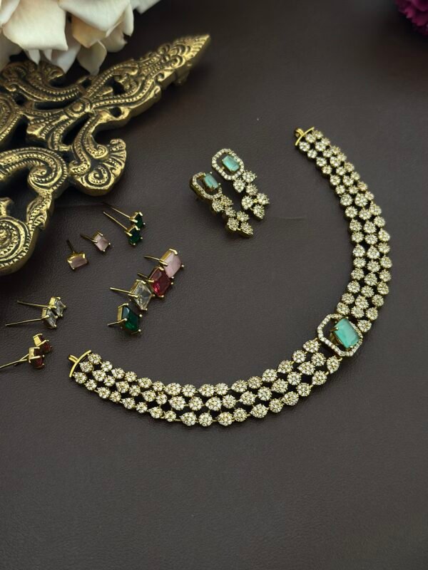 Premium AD Interchangeable Neckpiece with Earring