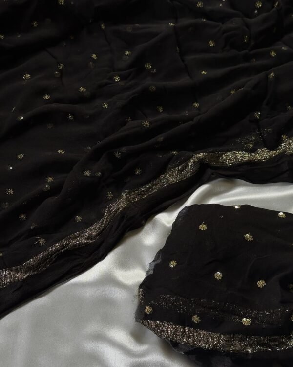 Elegant Black Viscous Georgette Saree