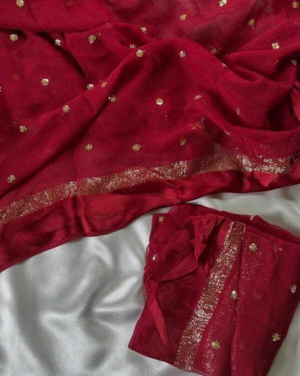 Elegant Red Viscous Georgette Saree