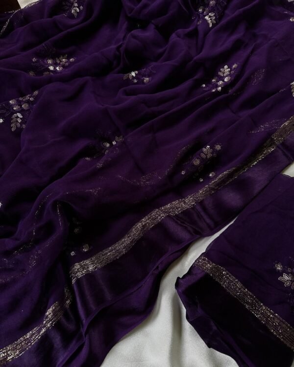 Elegant Violet Viscous Georgette Saree