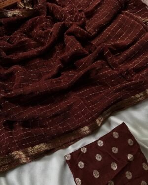 Checked Viscous Georgette Saree
