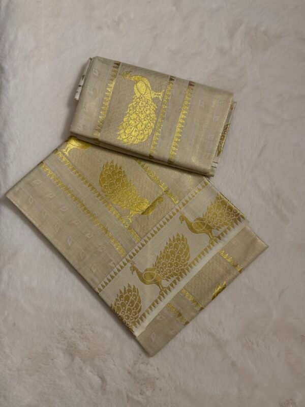 IMG_9122 Premium Tissue Peacock Set Mundu