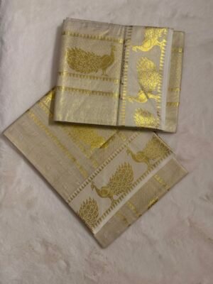 Premium Tissue Peacock Set Mundu