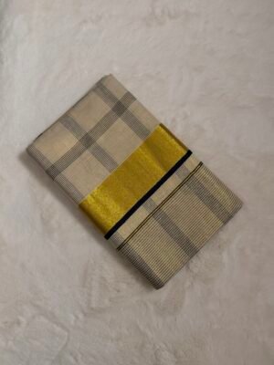 Checked Black Tissue Kerala Saree