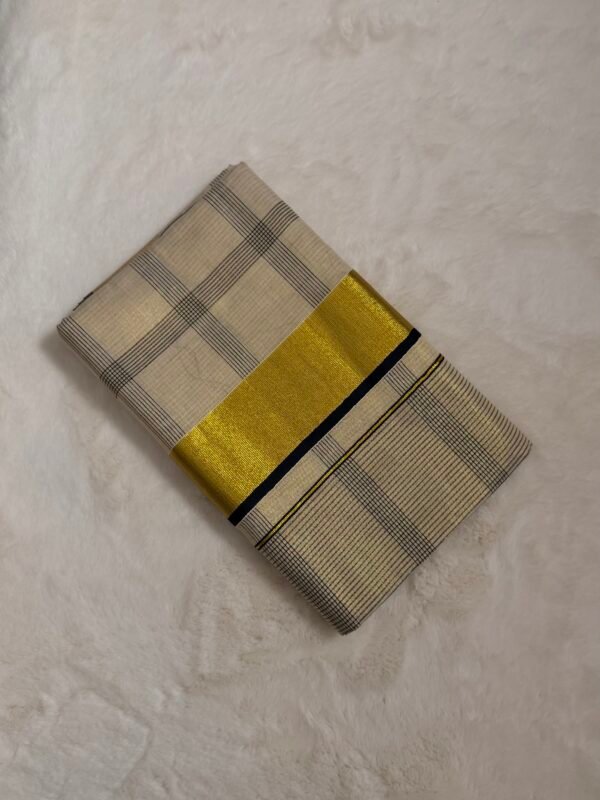 IMG_9133 Checked Black Tissue Kerala Saree