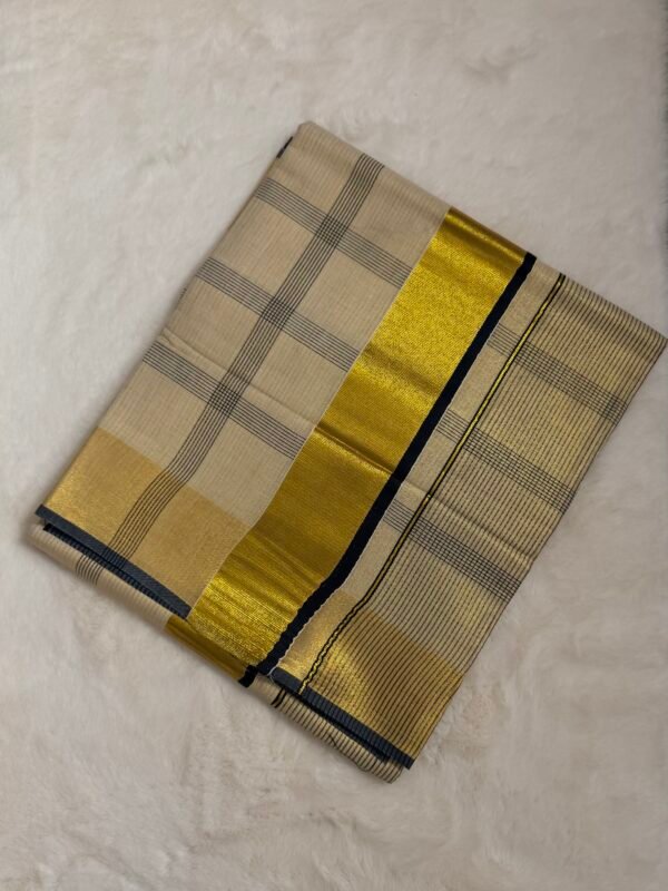 IMG_9135 Checked Black Tissue Kerala Saree