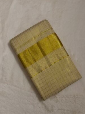 IMG_9148 Checked Tissue Kerala Saree