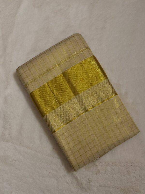 IMG_9148 Checked Tissue Kerala Saree