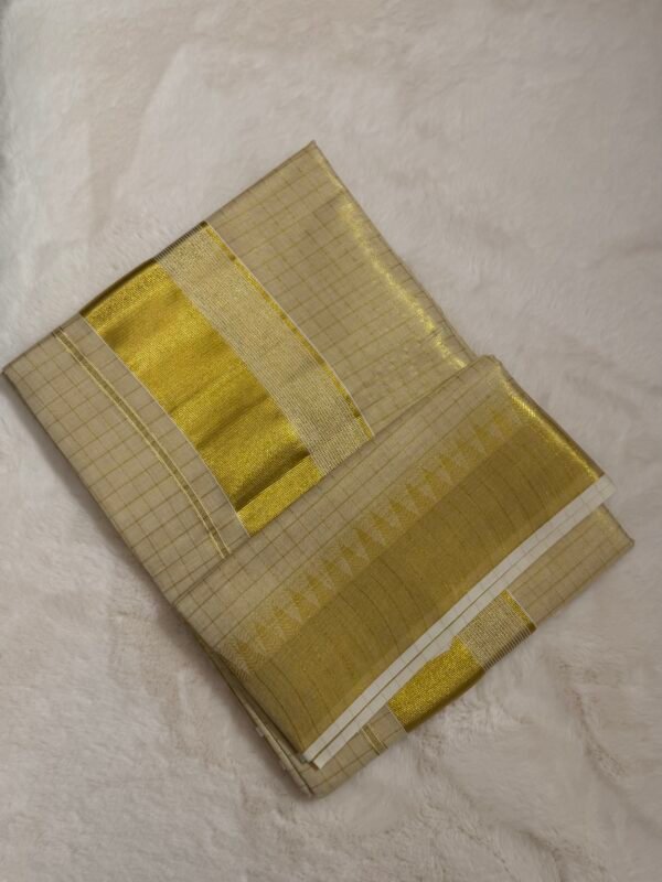 IMG_9153 Checked Tissue Kerala Saree