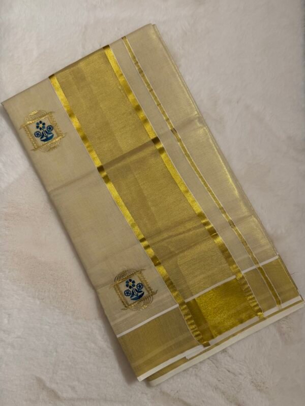 IMG_9158 Peacock Embroidery Tissue Kerala Saree