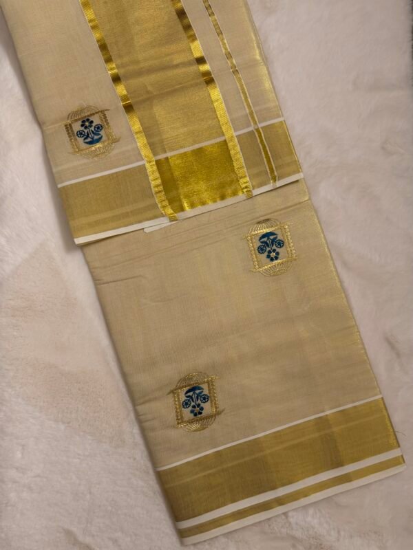 IMG_9161 Peacock Embroidery Tissue Kerala Saree