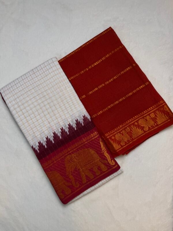 Traditional Madurai Sungudi Cotton Saree with Blouse Piece