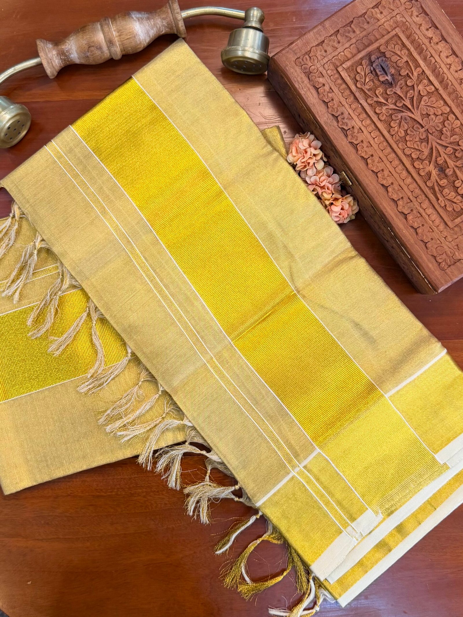 Bridal Golden Tissue  Set Mundu