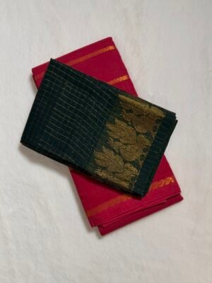 Traditional Madurai Sungudi Cotton Saree with Blouse Piece