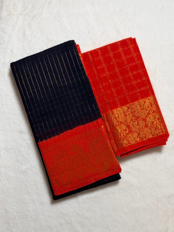 Traditional Madurai Sungudi Cotton Saree with Blouse Piece