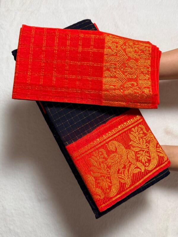 Traditional Madurai Sungudi Cotton Saree with Blouse Piece