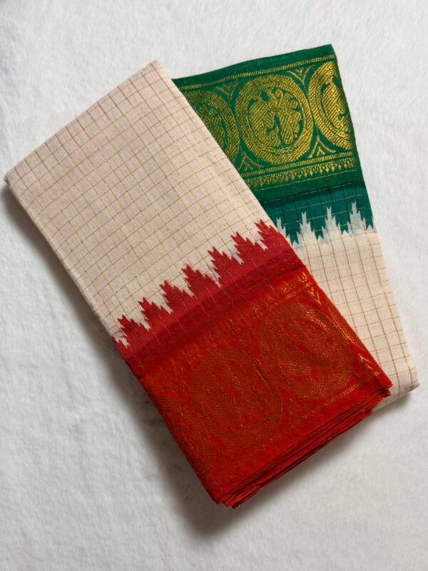 Traditional Madurai Sungudi Cotton Saree with Blouse Piece