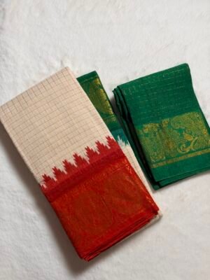 Traditional Madurai Sungudi Cotton Saree with Blouse Piece