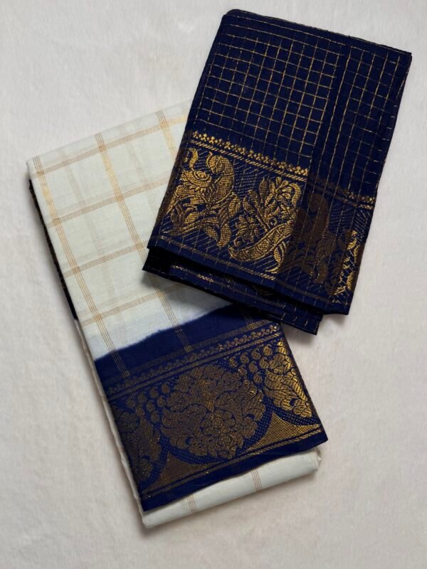 Traditional Madurai Sungudi Cotton Saree with Blouse Piece