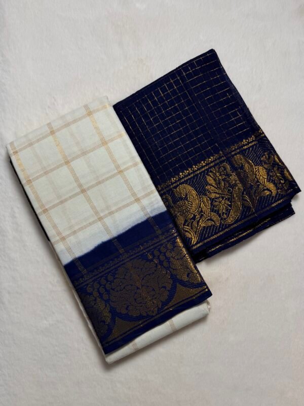 Traditional Madurai Sungudi Cotton Saree with Blouse Piece