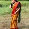 Traditional Madurai Sungudi Cotton Saree with  Check Blouse Piece