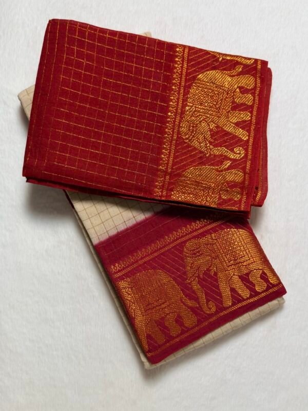 Traditional Madurai Sungudi Cotton Saree with Blouse Piece