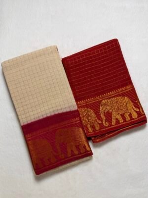 Traditional Madurai Sungudi Cotton Saree with Blouse Piece