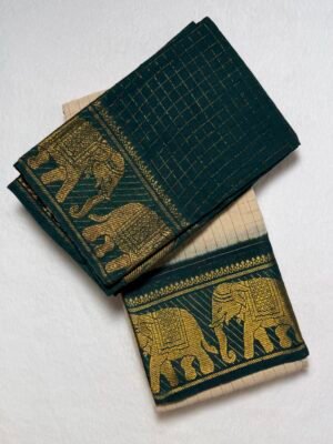 Traditional Madurai Sungudi Cotton Saree with Blouse Piece