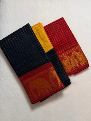 Traditional Madurai Sungudi Cotton Saree with Blouse Piece