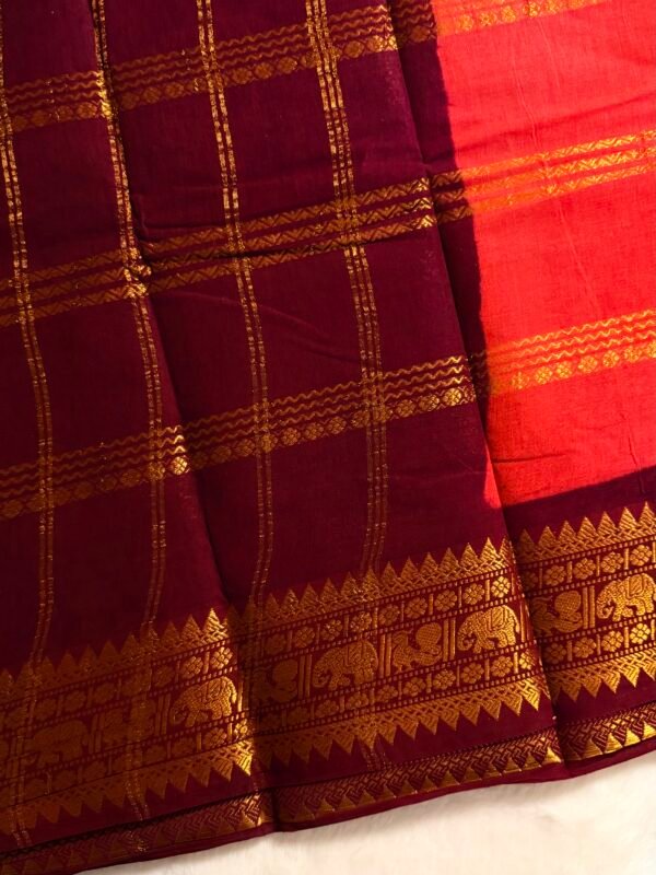 Traditional Madurai Sungudi Cotton Saree with Blouse Piece