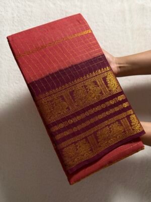 Traditional Madurai Sungudi Cotton Saree with Blouse Piece