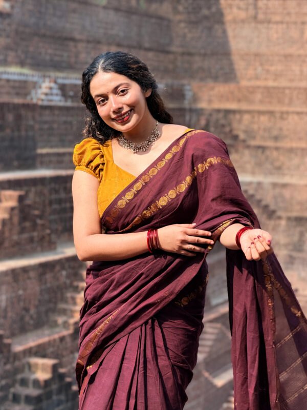 Traditional Madurai Sungudi Cotton Saree with Blouse Piece