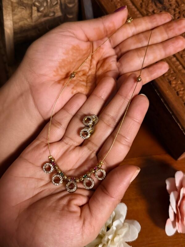 Invisible Multi Color AD Stone Neck Set