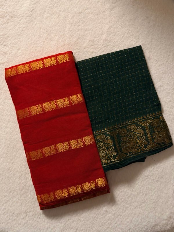 Traditional Madurai Sungudi Cotton Saree with Blouse Piece