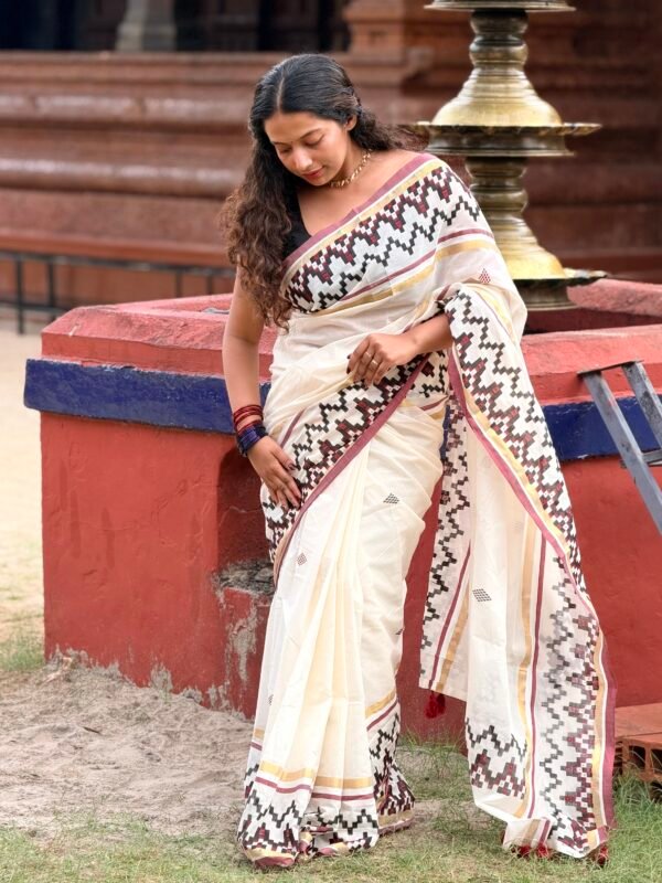 Kerala Traditional Mul Cotton Saree