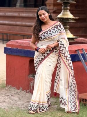 Kerala Traditional Mul Cotton Saree