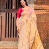 Golden Tissue Mul Cotton Saree