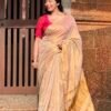 Golden Tissue Mul Cotton Saree