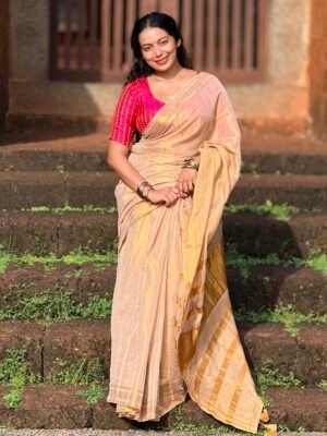 Golden Tissue Mul Cotton Saree
