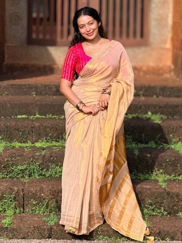 Golden Tissue Mul Cotton Saree