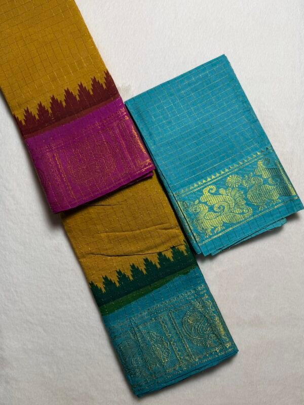 Traditional Madurai Sungudi Cotton Saree with Blouse Piece