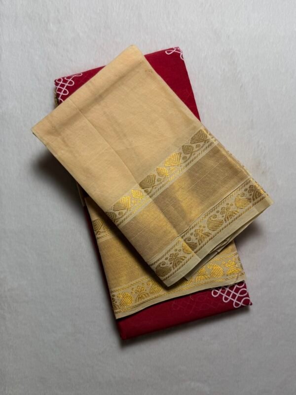 Traditional Kolam Madurai Sungudi Cotton Saree with Blouse Piece