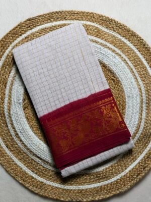 Traditional Madurai Sungudi Cotton Saree with Blouse Piece