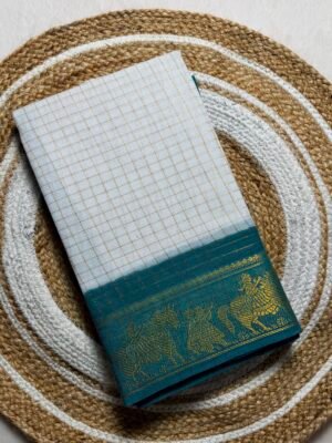 Traditional Madurai Sungudi Cotton Saree with Blouse Piece