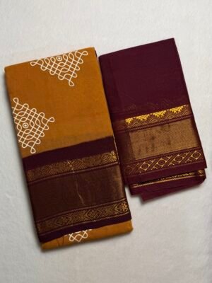 Traditional Kolam Madurai Sungudi Cotton Saree with Blouse Piece