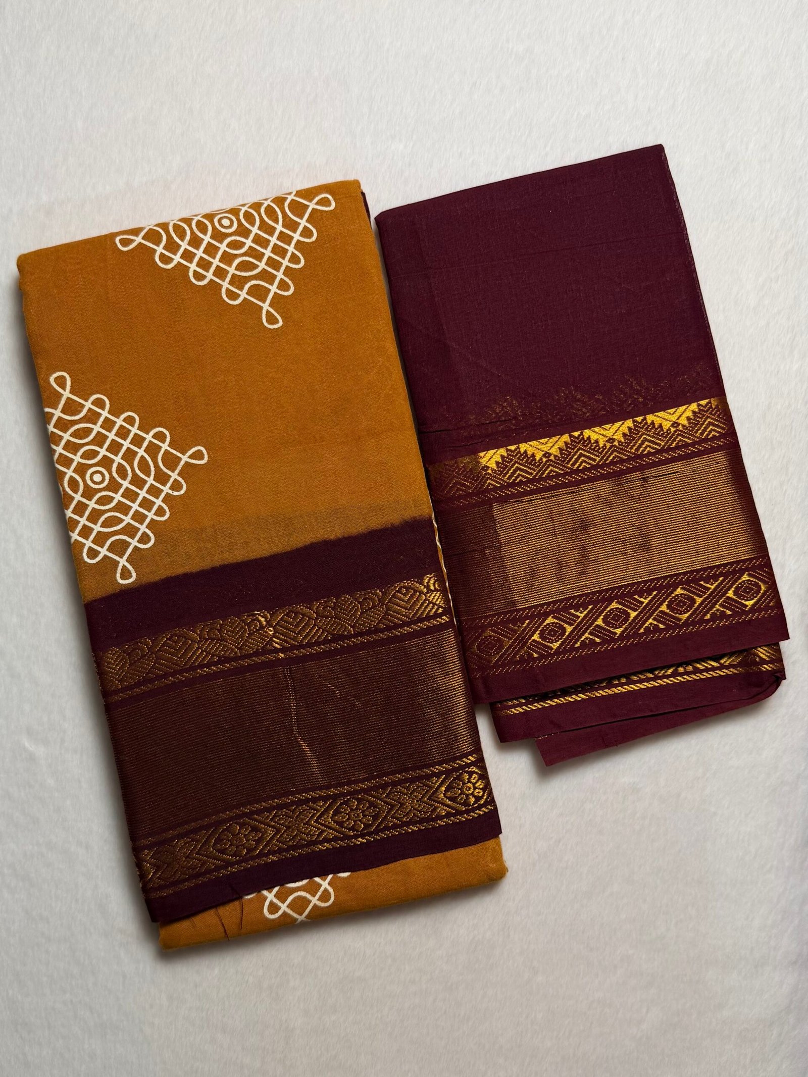Traditional Kolam Madurai Sungudi Cotton Saree with Blouse Piece