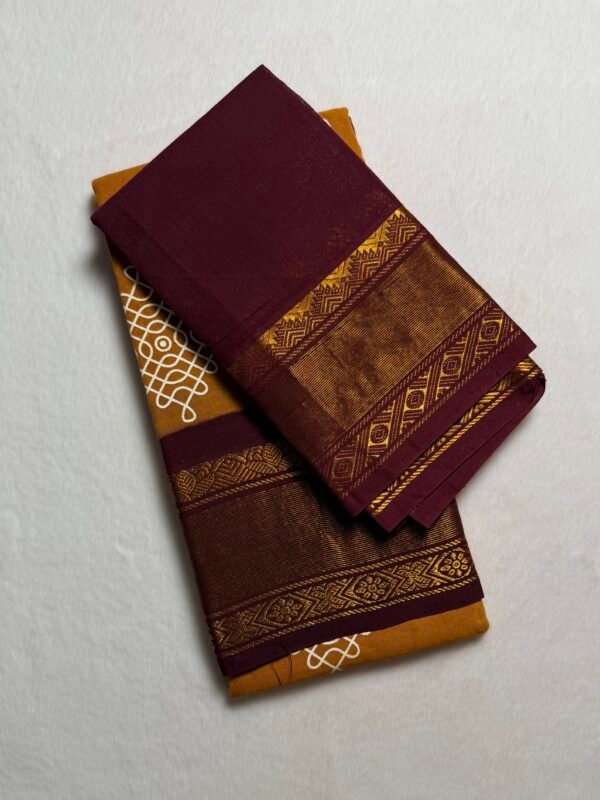 Traditional Kolam Madurai Sungudi Cotton Saree with Blouse Piece