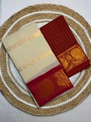 Traditional Madurai Sungudi Cotton Saree with Blouse Piece